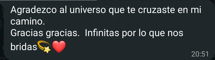 Mensaje real de una seguidora: Agradezco al universo que te cruzaste en mi camino
