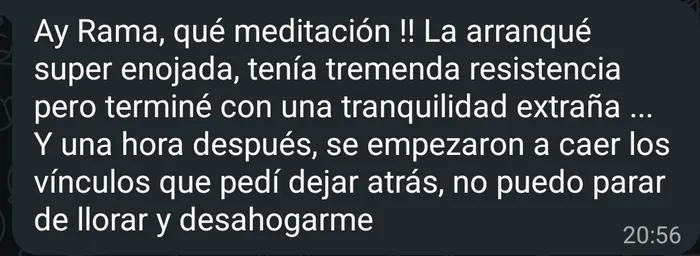 Mensaje real de una seguidora: Ay Rama, qué meditación